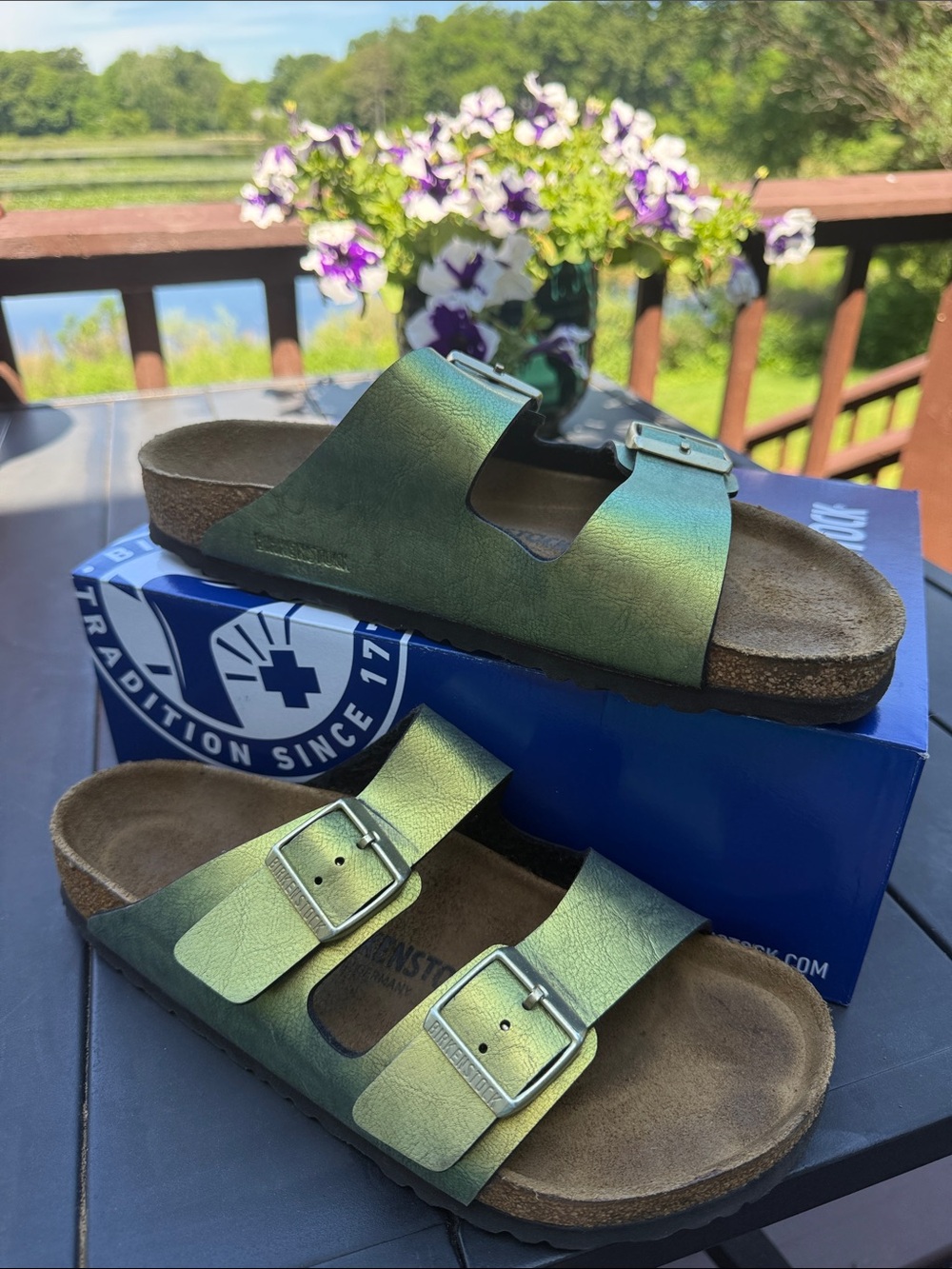 Birkenstock graceful gem gold green Arizona size 42 regular 11